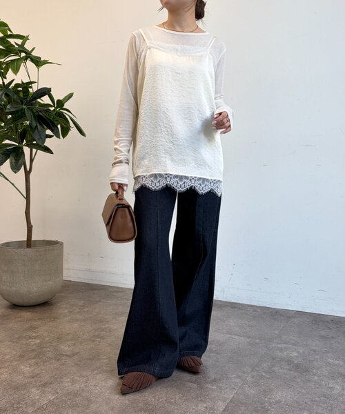 Jena espace merveilleux(ジェナ エスパスメルヴェイユ)の「クルー長袖Tシャツ(Tシャツ/カットソー・レディース・ブラウン/オフホワイト/ブラック/ピンク・FREE)」の5枚目の写真