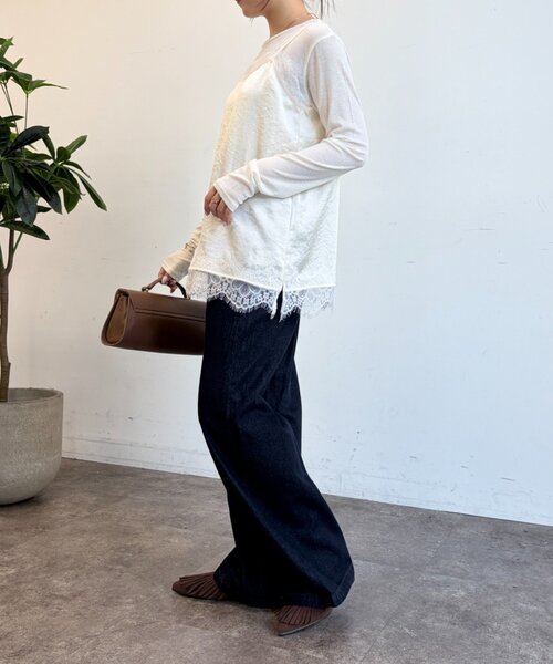 Jena espace merveilleux(ジェナ エスパスメルヴェイユ)の「クルー長袖Tシャツ(Tシャツ/カットソー・レディース・ブラウン/オフホワイト/ブラック/ピンク・FREE)」の6枚目の写真