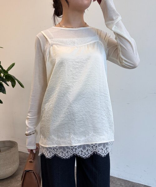 Jena espace merveilleux(ジェナ エスパスメルヴェイユ)の「クルー長袖Tシャツ(Tシャツ/カットソー・レディース・ブラウン/オフホワイト/ブラック/ピンク・FREE)」の8枚目の写真