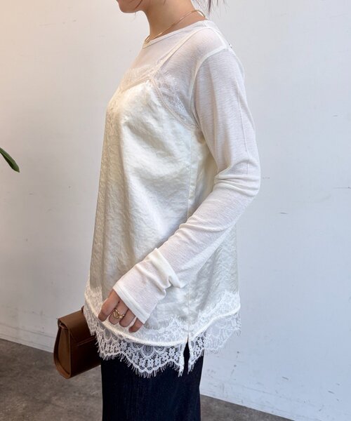 Jena espace merveilleux(ジェナ エスパスメルヴェイユ)の「クルー長袖Tシャツ(Tシャツ/カットソー・レディース・ブラウン/オフホワイト/ブラック/ピンク・FREE)」の9枚目の写真