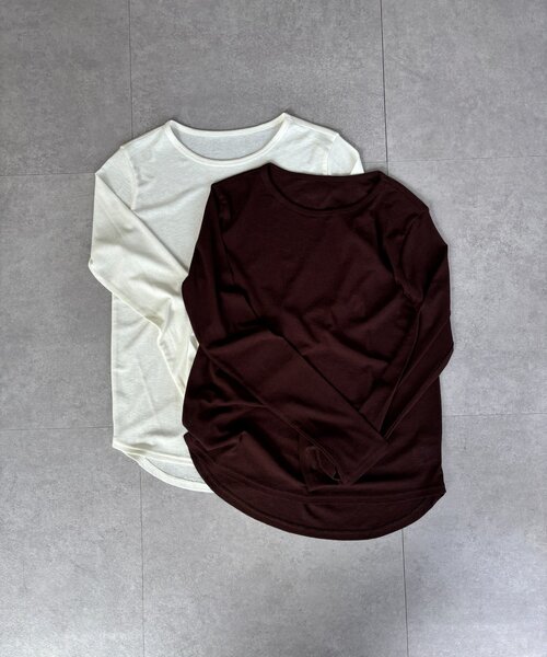 Jena espace merveilleux(ジェナ エスパスメルヴェイユ)の「クルー長袖Tシャツ(Tシャツ/カットソー・レディース・ブラウン/オフホワイト/ブラック/ピンク・FREE)」の16枚目の写真