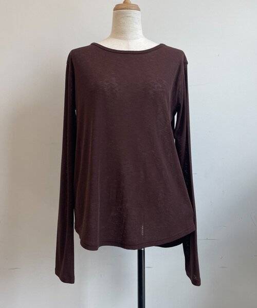 Jena espace merveilleux(ジェナ エスパスメルヴェイユ)の「クルー長袖Tシャツ(Tシャツ/カットソー・レディース・ブラウン/オフホワイト/ブラック/ピンク・FREE)」の17枚目の写真