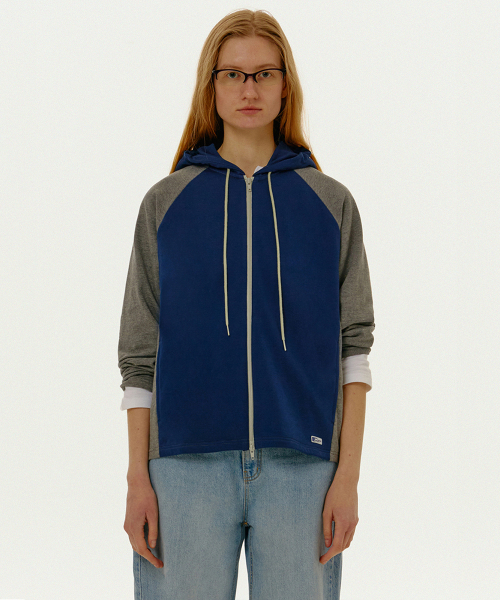 Scene Hooded Zip‑Up Tee — тёмно‑синяя толстовка‑толстовка на молнии с капюшоном