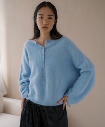 ファーカシミヤ2WAYヘンリーニット