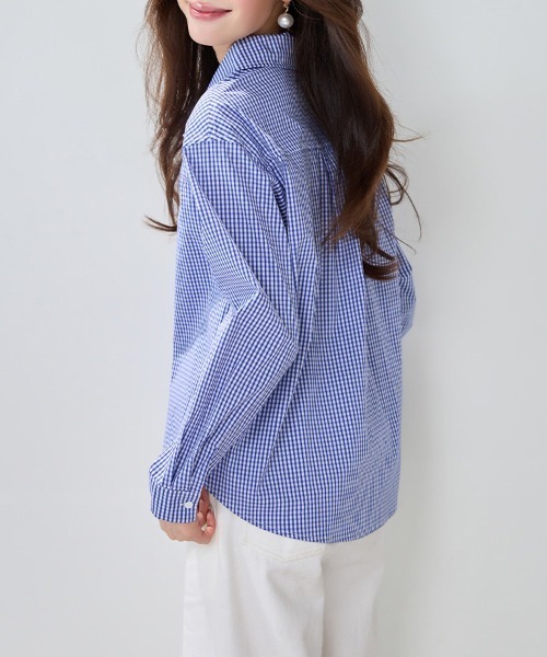 ONEP STAR（ワンピスター）の「ロゴ刺繍ギンガムチェック長袖シャツ（シャツ/ブラウス・レディース・チェック・MEDIUM/X-LARGE/LARGE）」の9枚目の写真