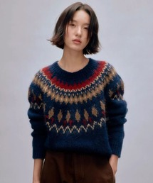 レトロノルディック柄シャギーニット