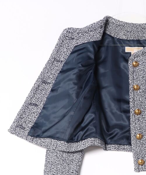 MICHAEL KORS(マイケルコース)の「カラーレス ツイード ジャケット(ノーカラージャケット・レディース・ブルー系・XXS/XS/S)」の2枚目の写真