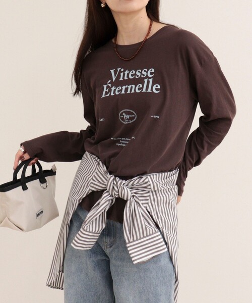 fredy emue(フレディエミュ)の「ロゴロンTシャツ(Tシャツ/カットソー・レディース・カーキ/ブラウン/オフホワイト・38)」の2枚目の写真