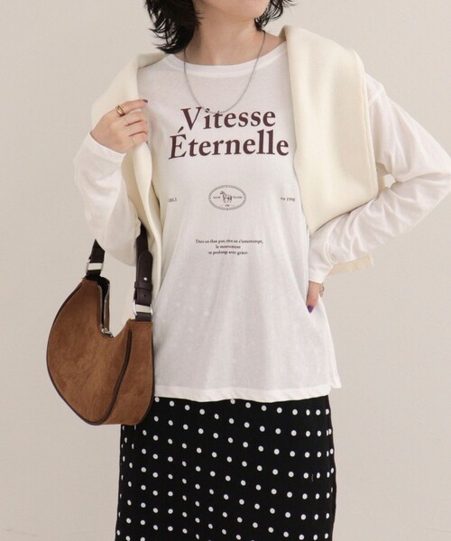 fredy emue(フレディエミュ)の「ロゴロンTシャツ(Tシャツ/カットソー・レディース・カーキ/ブラウン/オフホワイト・38)」の1枚目の写真