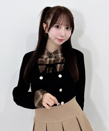 ゴールドダブルボタンシャツドッキングニット