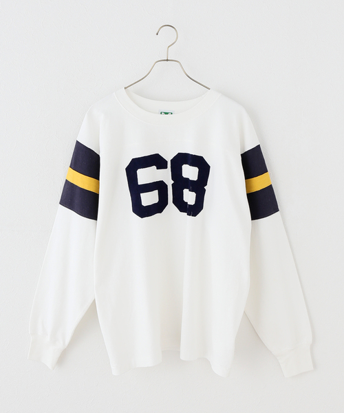 JOURNAL STANDARD(ジャーナルスタンダード)の「別注【MASON/メイソン】 for JS フロッキーPT フットボールTEE(Tシャツ/カットソー・レディース・オレンジ/ネイビー/ホワイト/レッド・FREE)」の1枚目の写真