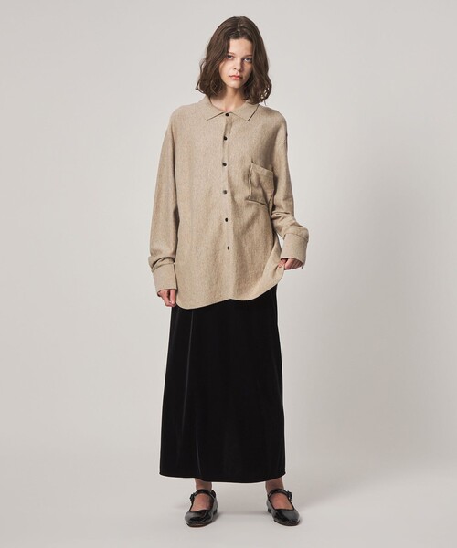 Steven Alan（スティーブンアラン）の「＜WANDERUNG × Steven Alan＞ KNIT SHIRT/ニット（カーディガン/ボレロ・レディース・ベージュ/ワイン/ダークグレー・FREE）」の5枚目の写真