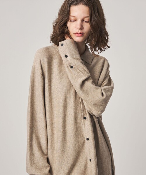Steven Alan（スティーブンアラン）の「＜WANDERUNG × Steven Alan＞ KNIT SHIRT/ニット（カーディガン/ボレロ・レディース・ベージュ/ワイン/ダークグレー・FREE）」の6枚目の写真