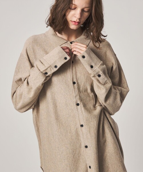 Steven Alan（スティーブンアラン）の「＜WANDERUNG × Steven Alan＞ KNIT SHIRT/ニット（カーディガン/ボレロ・レディース・ベージュ/ワイン/ダークグレー・FREE）」の7枚目の写真