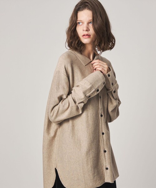 Steven Alan（スティーブンアラン）の「＜WANDERUNG × Steven Alan＞ KNIT SHIRT/ニット（カーディガン/ボレロ・レディース・ベージュ/ワイン/ダークグレー・FREE）」の8枚目の写真