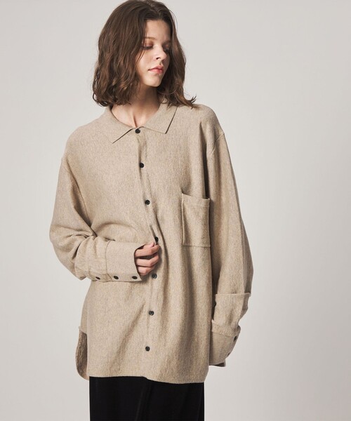 Steven Alan（スティーブンアラン）の「＜WANDERUNG × Steven Alan＞ KNIT SHIRT/ニット（カーディガン/ボレロ・レディース・ベージュ/ワイン/ダークグレー・FREE）」の9枚目の写真
