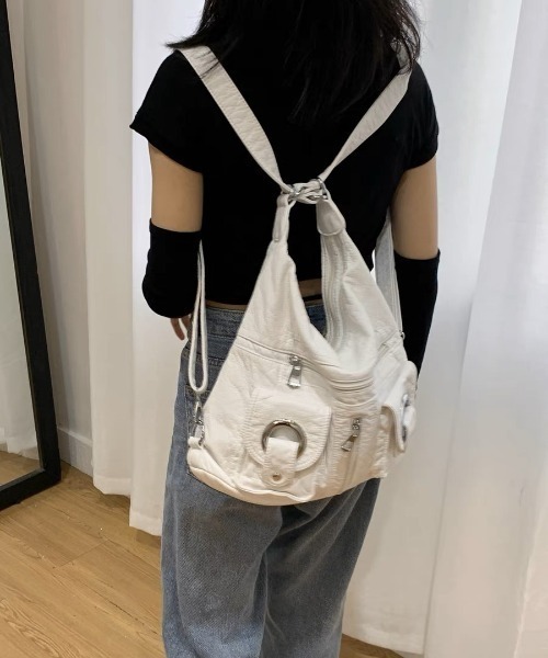 lulufa（ルルファ）の「メタルリングマルチポケット2WAYショルダーバッグ（ショルダーバッグ・レディース・ホワイト/ブラック・FREE）」の8枚目の写真