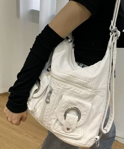 lulufa（ルルファ）の「メタルリングマルチポケット2WAYショルダーバッグ（ショルダーバッグ・レディース・ホワイト/ブラック・FREE）」の10枚目の写真