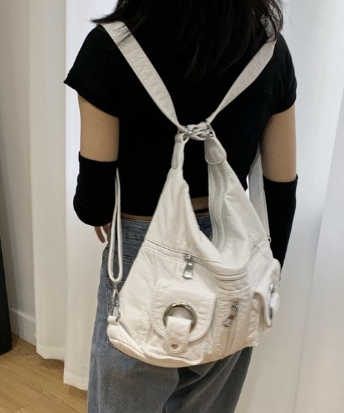 lulufa（ルルファ）の「メタルリングマルチポケット2WAYショルダーバッグ（ショルダーバッグ・レディース・ホワイト/ブラック・FREE）」の15枚目の写真