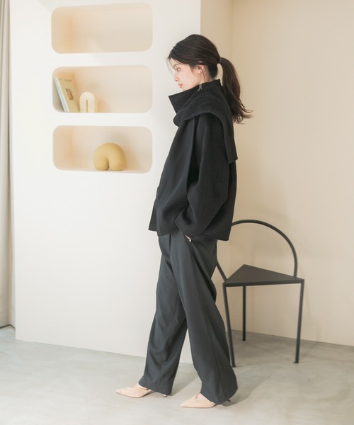 URBAN RESEARCH ROSSO WOMEN(アーバンリサーチ ロッソ)の「カシミヤビーバーストール付ノーカラーコート(その他アウター・レディース・ブラック/キャメル・FREE)」の16枚目の写真