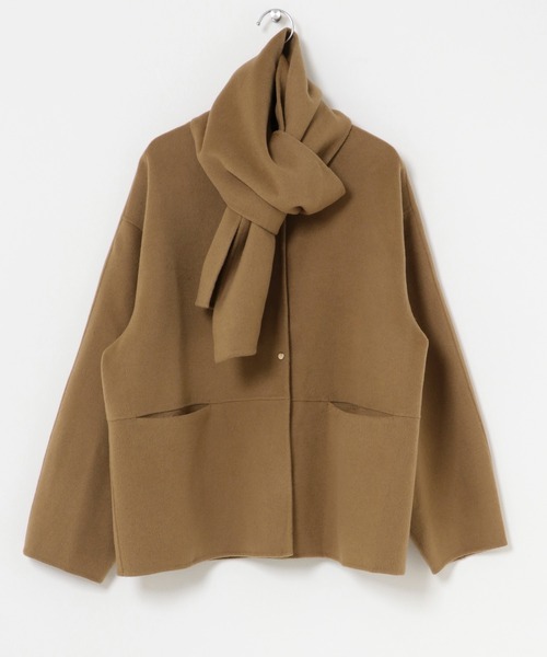 URBAN RESEARCH ROSSO WOMEN(アーバンリサーチ ロッソ)の「カシミヤビーバーストール付ノーカラーコート(その他アウター・レディース・ブラック/キャメル・FREE)」の6枚目の写真
