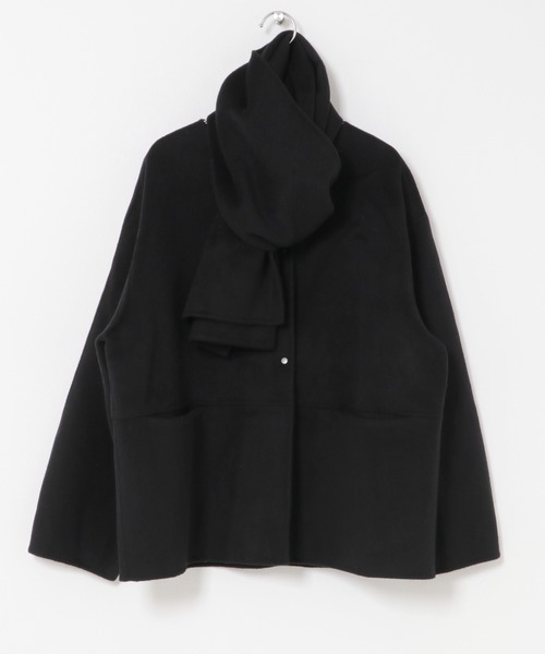 URBAN RESEARCH ROSSO WOMEN(アーバンリサーチ ロッソ)の「カシミヤビーバーストール付ノーカラーコート(その他アウター・レディース・ブラック/キャメル・FREE)」の8枚目の写真