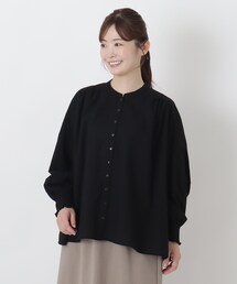 袖シャーリングコットンブラウス