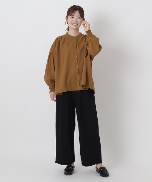one'sterrace(ワンズテラス)の「袖シャーリングコットンブラウス(シャツ/ブラウス・レディース・ネイビー系5/ブラック系8/キャメル・02)」の14枚目の写真
