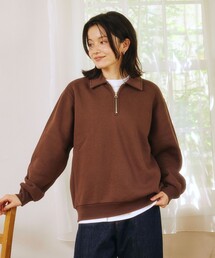 限定展開 ポロ ハーフジップ スウェット