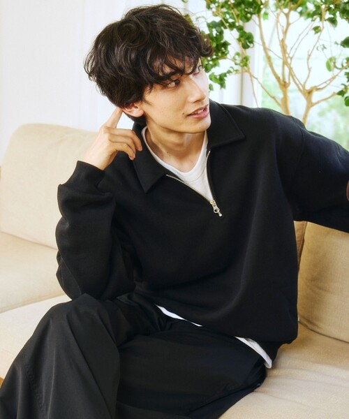 FREAK'S STORE(フリークスストア)の「限定展開 ポロ ハーフジップ スウェット(スウェット・メンズ・グレー/チャコールグレー/ブラウン/ブラック・MEDIUM/SMALL/LARGE)」の2枚目の写真