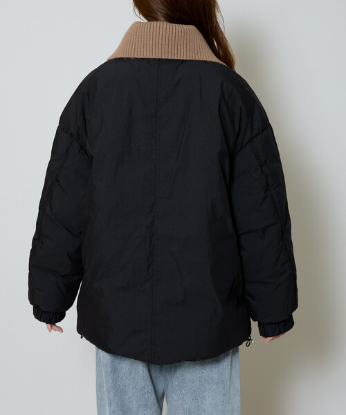 PUBLUX（パブリュクス）の「PUBLUX/パブリュクス 配色 編立てリブ 襟 中綿ジャケット　限定展開（ブルゾン・レディース・ブラック/ナチュラル・ﾌﾘ-）」の21枚目の写真