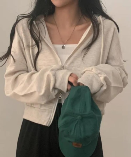 semplice（センプリチェ）の「パーカ【韓国ファッション】（パーカー・レディース・ダークグレー/グリーン/グレー/ブラック・F）」の3枚目の写真