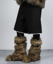 DETACHABLE BELT FAUX FUR BOOTS BROWN