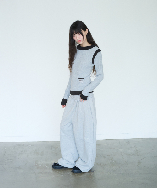 SEW-B（ソービー）の「パネルカーブドロングパンツ [グレー メランジ]（スウェットパンツ・レディース・その他・FREE）」の5枚目の写真