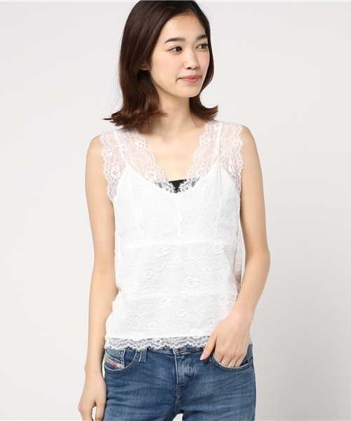 N.(N. Natural Beauty Basic)(エヌエヌナチュラルビューティーベーシック)の「レースビスチェ(タンクトップ・レディース・ブラック/グレー/ホワイト・MEDIUM)」の7枚目の写真