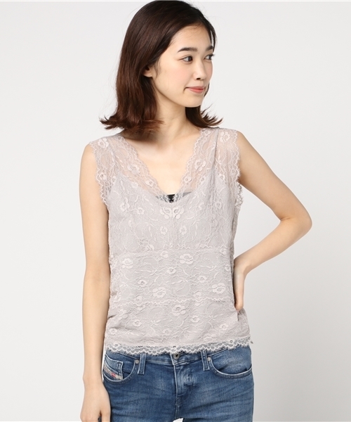 N.(N. Natural Beauty Basic)(エヌエヌナチュラルビューティーベーシック)の「レースビスチェ(タンクトップ・レディース・ブラック/グレー/ホワイト・MEDIUM)」の9枚目の写真