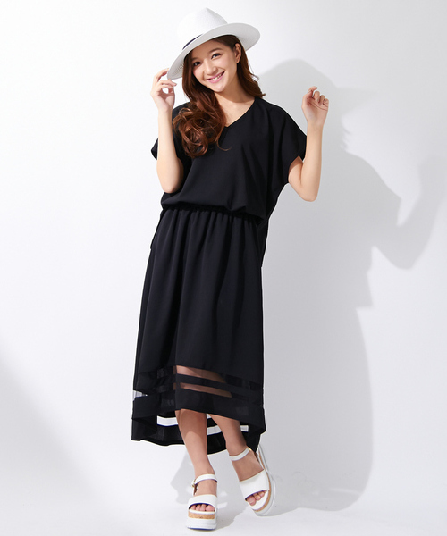 Ingni イング の なし地ポンチ袖シアーマキシワンピース 17ss ワンピース Wear