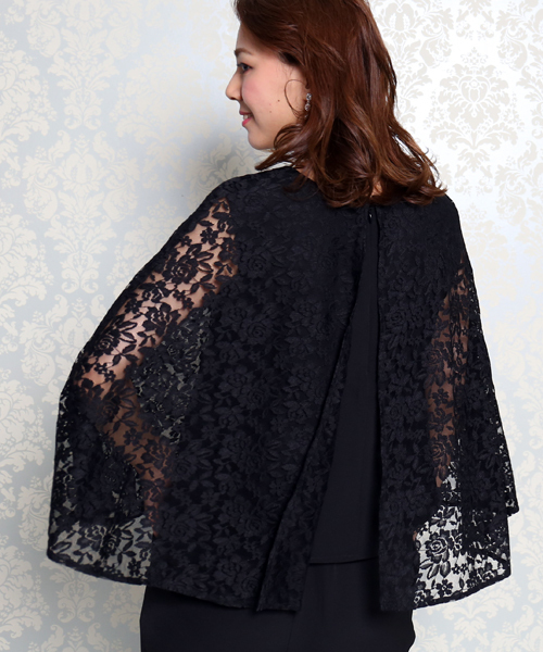 MARLENE JOBERT（マルレーヌ　ジョベル）の「セレモニー レースケープトップス　パンツセット（セットアップ・レディース・ベージュ/ネイビー/ブラック・MEDIUM/LARGE）」の7枚目の写真