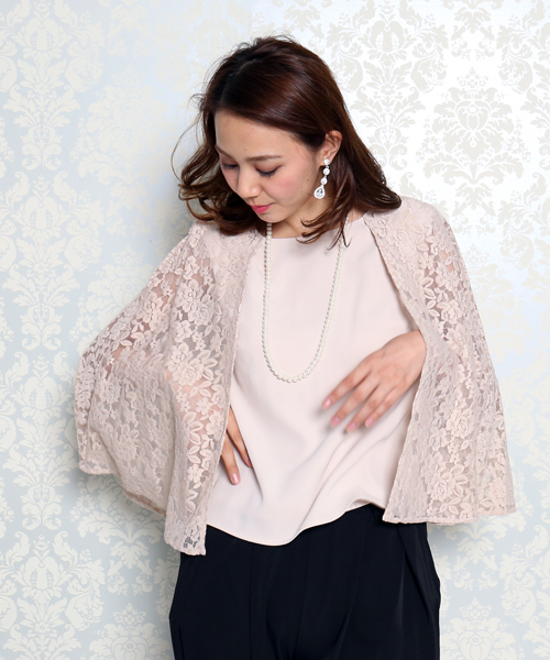 MARLENE JOBERT（マルレーヌ　ジョベル）の「セレモニー レースケープトップス　パンツセット（セットアップ・レディース・ベージュ/ネイビー/ブラック・MEDIUM/LARGE）」の12枚目の写真