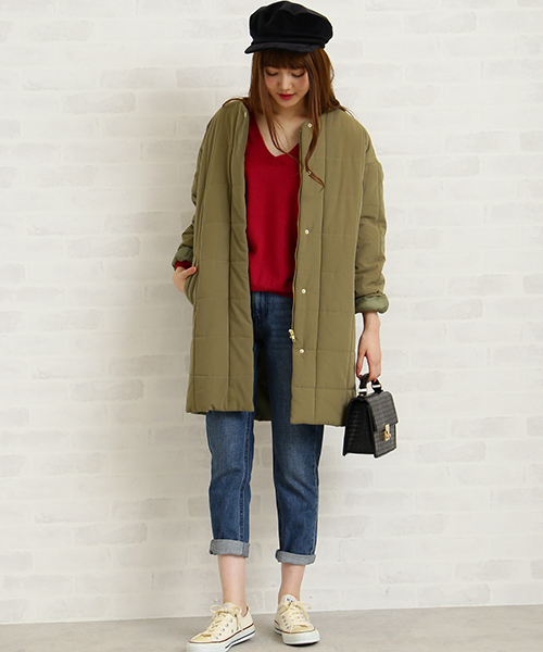 N.（N. Natural Beauty Basic）（エヌエヌナチュラルビューティーベーシック）の「キルティングコート（ダウンジャケット/コート・レディース・ネイビー/カーキ・SMALL/MEDIUM）」の9枚目の写真