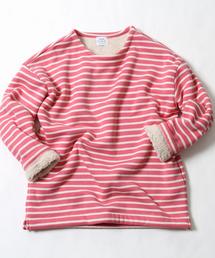 coen | 裏ボアボーダーボートネックカットソー(Tシャツ/カットソー)