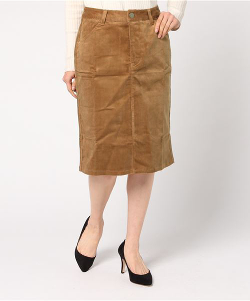 earth music&ecology（アースミュージックアンドエコロジー）の「・コーデュロイタイトスカート（スカート・レディース・チャコールグレー/ピンクベージュ/キャメル・M/L）」の2枚目の写真