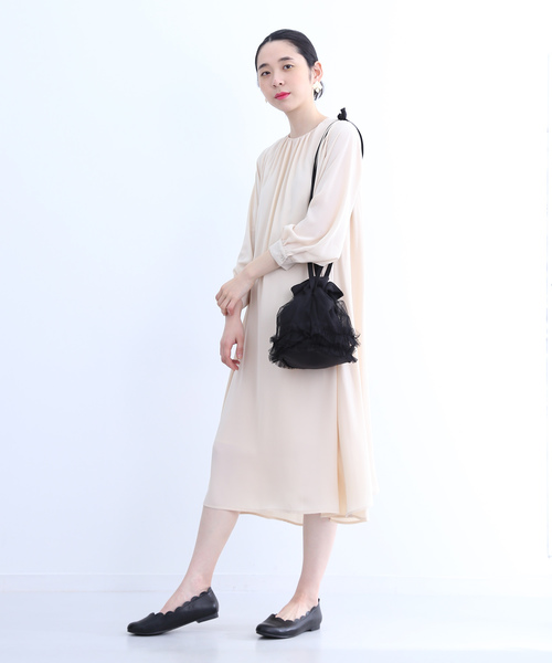 merlot plus（メルロープリュス）の「巾着ハンドバッグ2637（ハンドバッグ・レディース・ブラック/オフホワイト/ライトグリーン・FREE）」の5枚目の写真