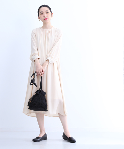 merlot plus（メルロープリュス）の「巾着ハンドバッグ2637（ハンドバッグ・レディース・ブラック/オフホワイト/ライトグリーン・FREE）」の4枚目の写真