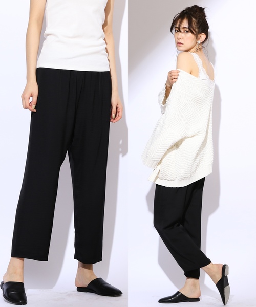 CIAOPANIC（チャオパニック）の「シルク風ウエストゴムパンツ（その他パンツ・レディース・ブラック/イエロー・FREE）」の2枚目の写真