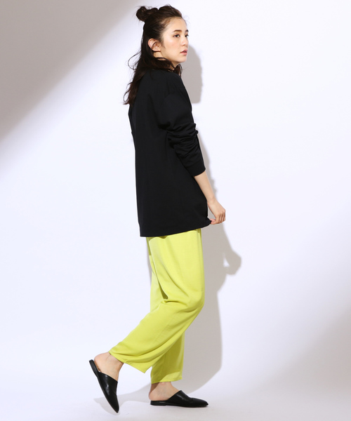 CIAOPANIC（チャオパニック）の「シルク風ウエストゴムパンツ（その他パンツ・レディース・ブラック/イエロー・FREE）」の9枚目の写真