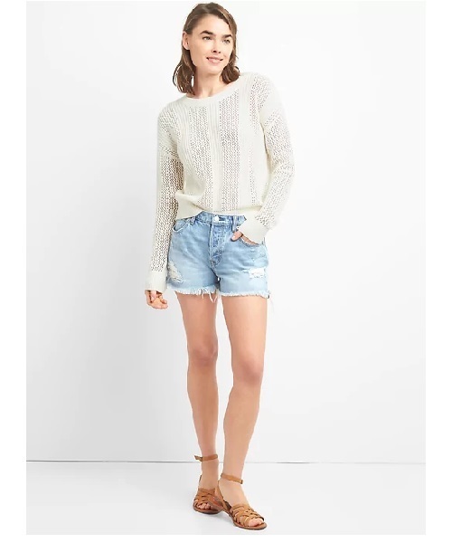 GAP（ギャップ）の「Washwell High Rise 3'' Denim Shorts with Destruction（デニムパンツ・レディース・インディゴブルー・24/25/27/23/28/29/26）」の2枚目の写真