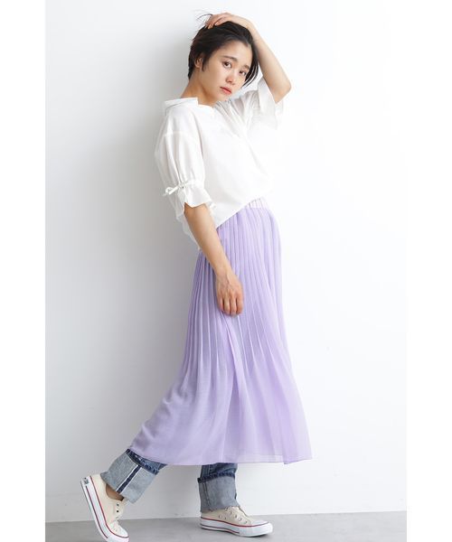 FREE'S MART（フリーズマート）の「キャンディースリーブＶネックシャツ（シャツ/ブラウス・レディース・ホワイト/ホワイト系その他/ベージュ/ダークネイビー・FREE）」の8枚目の写真