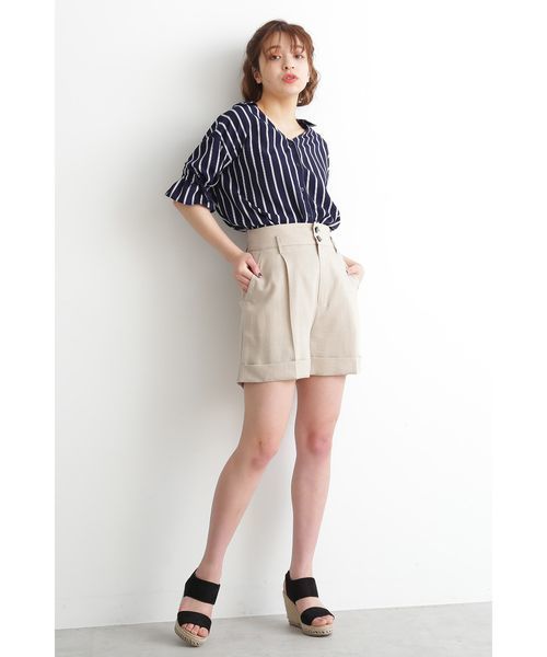 FREE'S MART（フリーズマート）の「キャンディースリーブＶネックシャツ（シャツ/ブラウス・レディース・ホワイト/ホワイト系その他/ベージュ/ダークネイビー・FREE）」の11枚目の写真