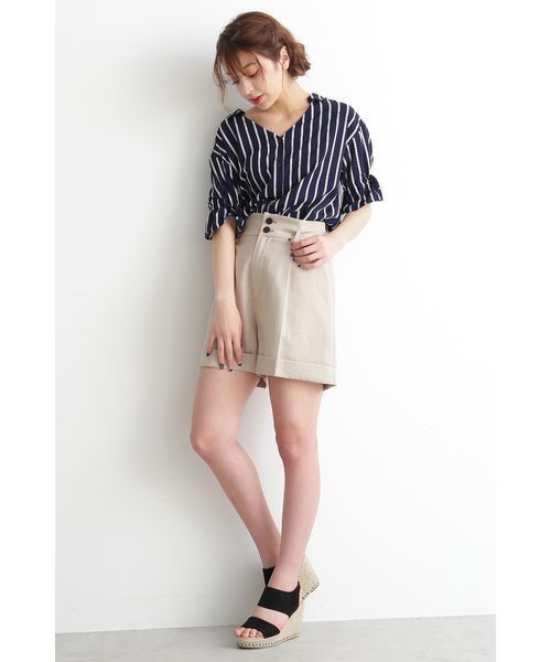 FREE'S MART（フリーズマート）の「キャンディースリーブＶネックシャツ（シャツ/ブラウス・レディース・ホワイト/ホワイト系その他/ベージュ/ダークネイビー・FREE）」の14枚目の写真